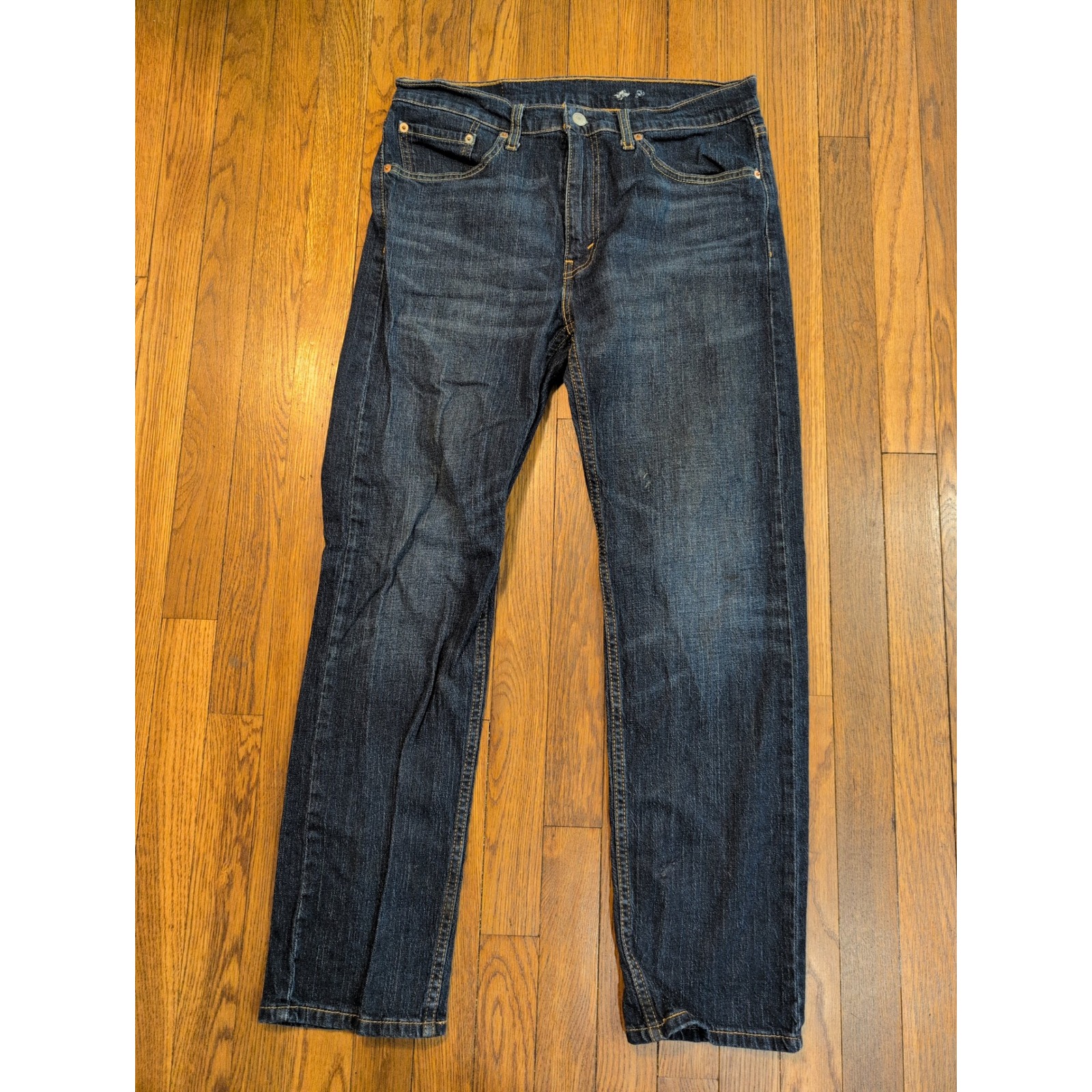 Levis 505 Red Tab Mens Dark Wash Straight Leg Stretch Denim Jeans 32x30